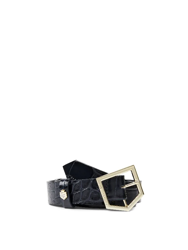 Sennowe Belt - High Shine Navy Croc