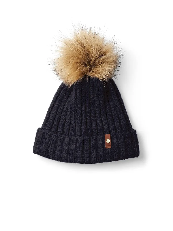 Signature Knitted Bobble Hat - Navy