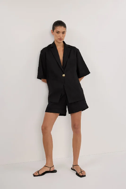 ALONDRA BLACK LINEN SHORT