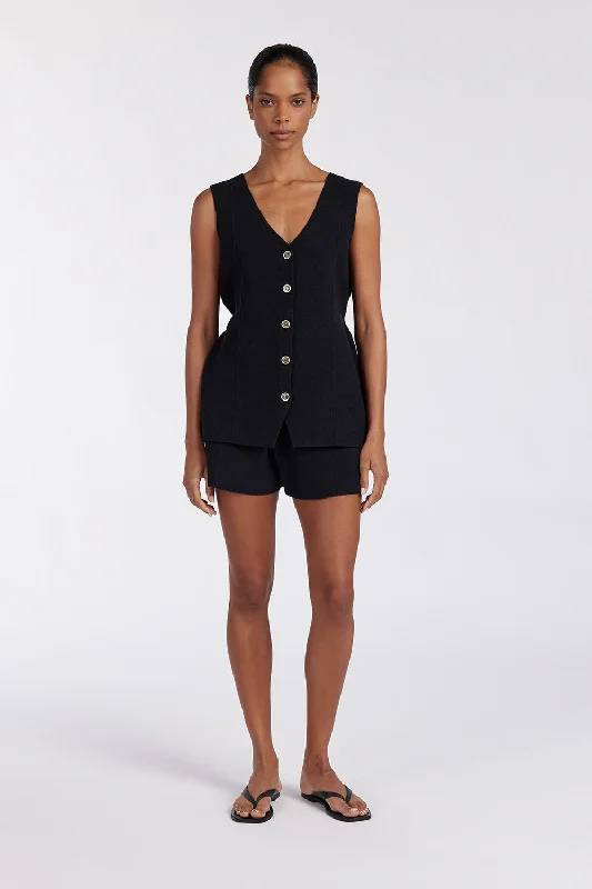 LISA BLACK TAILORED KNIT SHORT